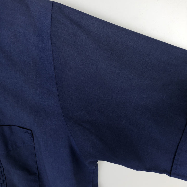 Cubavera Short-Sleeve Open-Collar Mexican Shirt, Cuban Shirt, Boxy Shirt, Men's Size L polyester blue type Vintage Second Hand