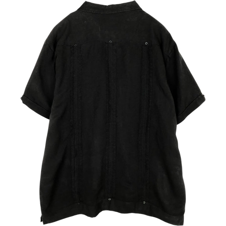 Cubavera Short-Sleeve Open-Collar Mexican Shirt, Cuban Shirt, Boxy Shirt, Men's Size L silk black type Vintage Second Hand
