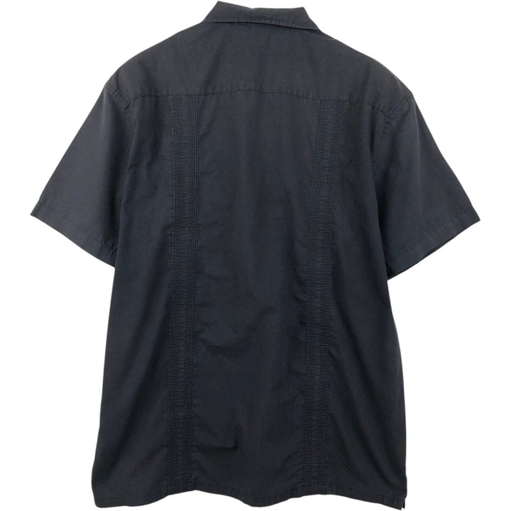 SQUISH WEAR Short-Sleeve Mexican Shirt, Cuban Shirt, Box Shirt, Men's Size L (approx.) cotton Charcoal Vintage Second Hand