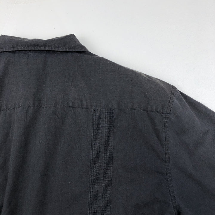 SQUISH WEAR Short-Sleeve Mexican Shirt, Cuban Shirt, Box Shirt, Men's Size L (approx.) cotton Charcoal Vintage Second Hand