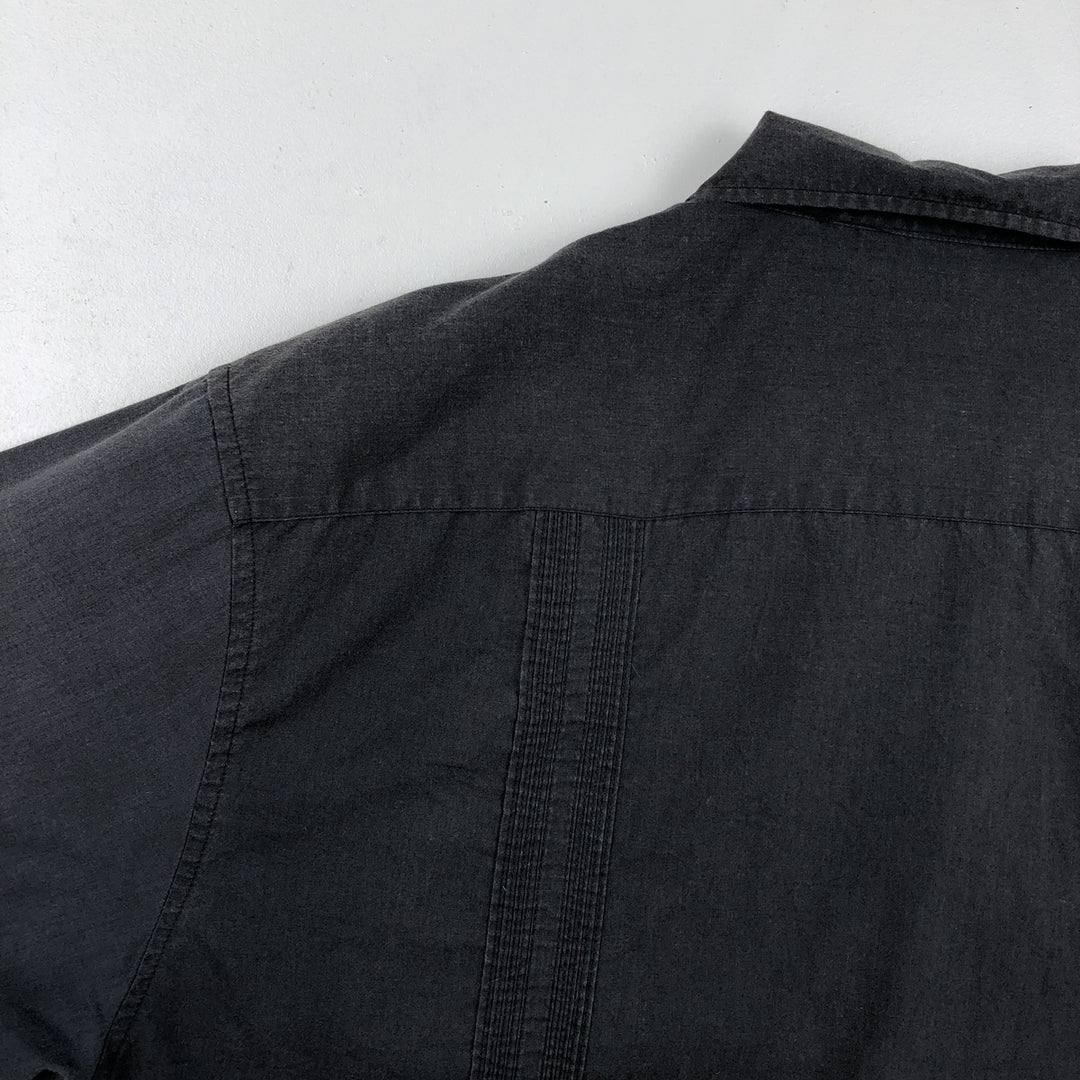 SQUISH WEAR Short-Sleeve Mexican Shirt, Cuban Shirt, Box Shirt, Men's Size L (approx.) cotton Charcoal Vintage Second Hand