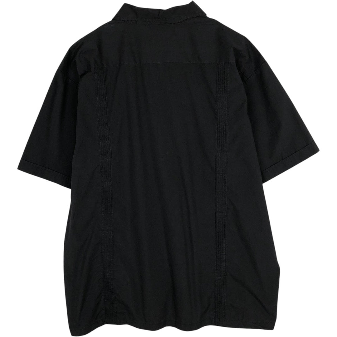 Chic Elegant Short-Sleeve Mexican Shirt, Cuban Shirt, Boxy Shirt, Men's Size L (approx.) polyester black type Vintage Second Hand