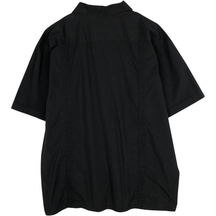 Chic Elegant Short-Sleeve Mexican Shirt, Cuban Shirt, Boxy Shirt, Men's Size L (approx.) polyester black type Vintage Second Hand