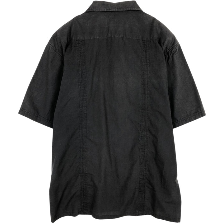 PLATOON Short Sleeve Mexican Shirt, Cuban Shirt, Box Shirt, Men's XL Size Rayon black type Vintage Second Hand