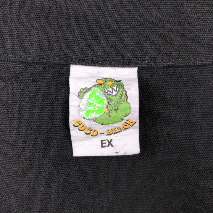 COCO BEACH Short-Sleeve Open Collar Mexican Shirt Cuban Shirt Men's XL Equivalent Box Shirt unclear black type Vintage Second Hand