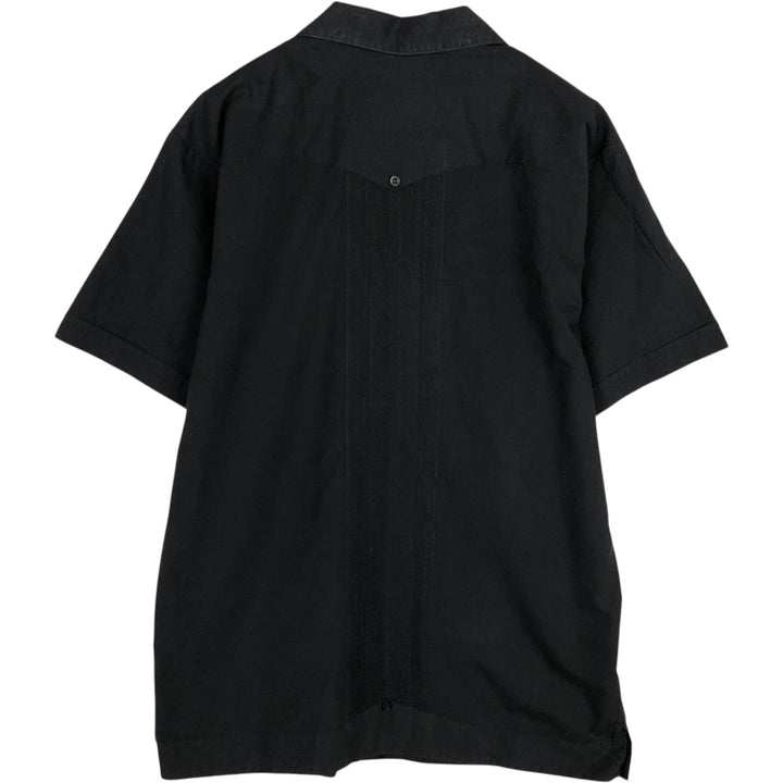 Guayaberas Yucatecas Short-Sleeve Open-Collar Mexican Shirt, Cuban Shirt, Boxy Shirt, Men's Size L polyester black type Vintage Second Hand