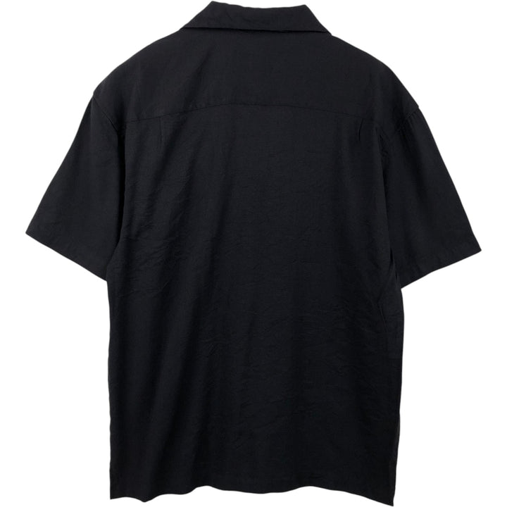 MONTAGE COLLECTION Short-Sleeve Open-Collar Mexican Shirt (Cuban Shirt) - Men's Size XL Rayon black type Vintage Second Hand