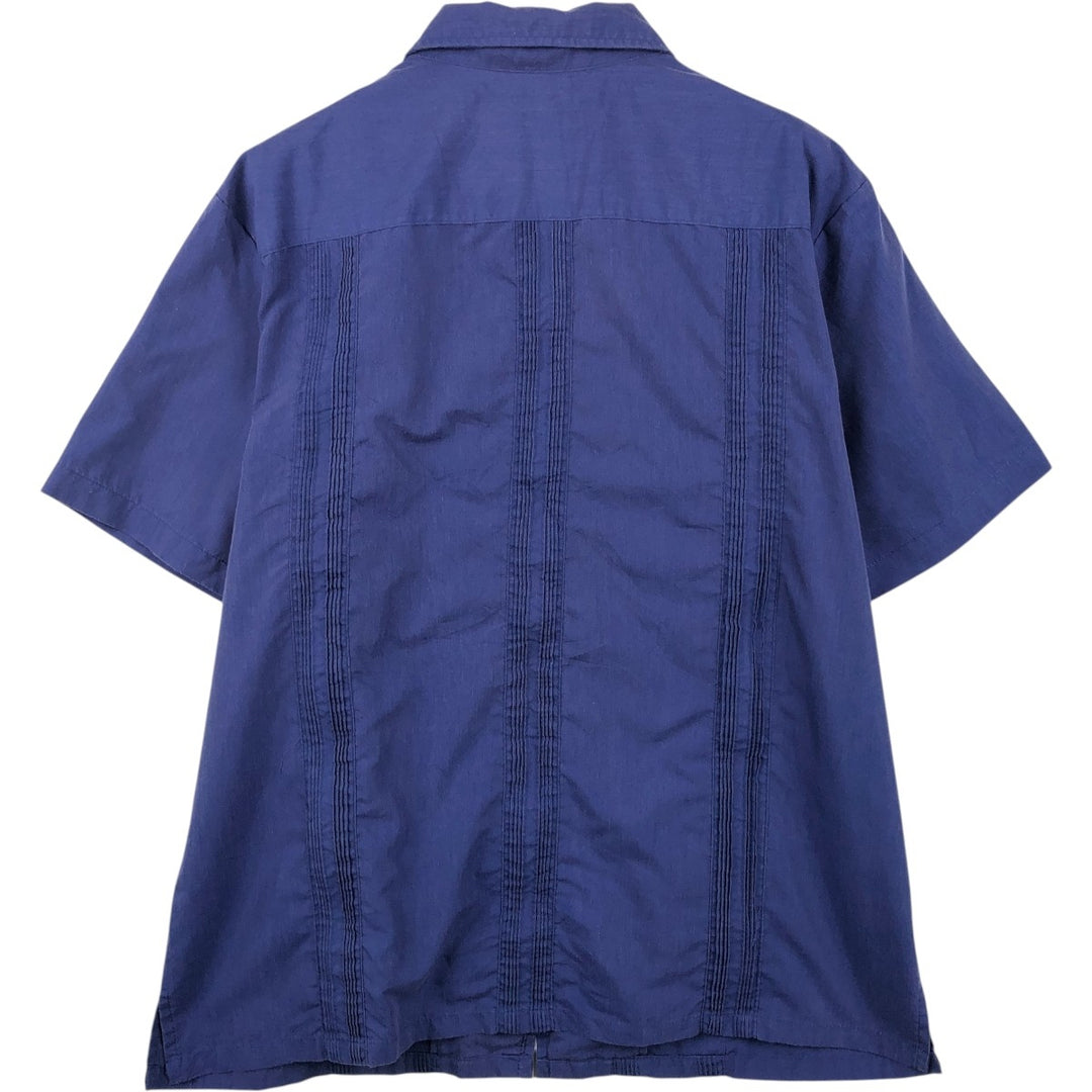 Guayabera Short-Sleeve Mexican Shirt (Cuban Shirt) - Men's Size L (approx.) unclear purple type Vintage Second Hand