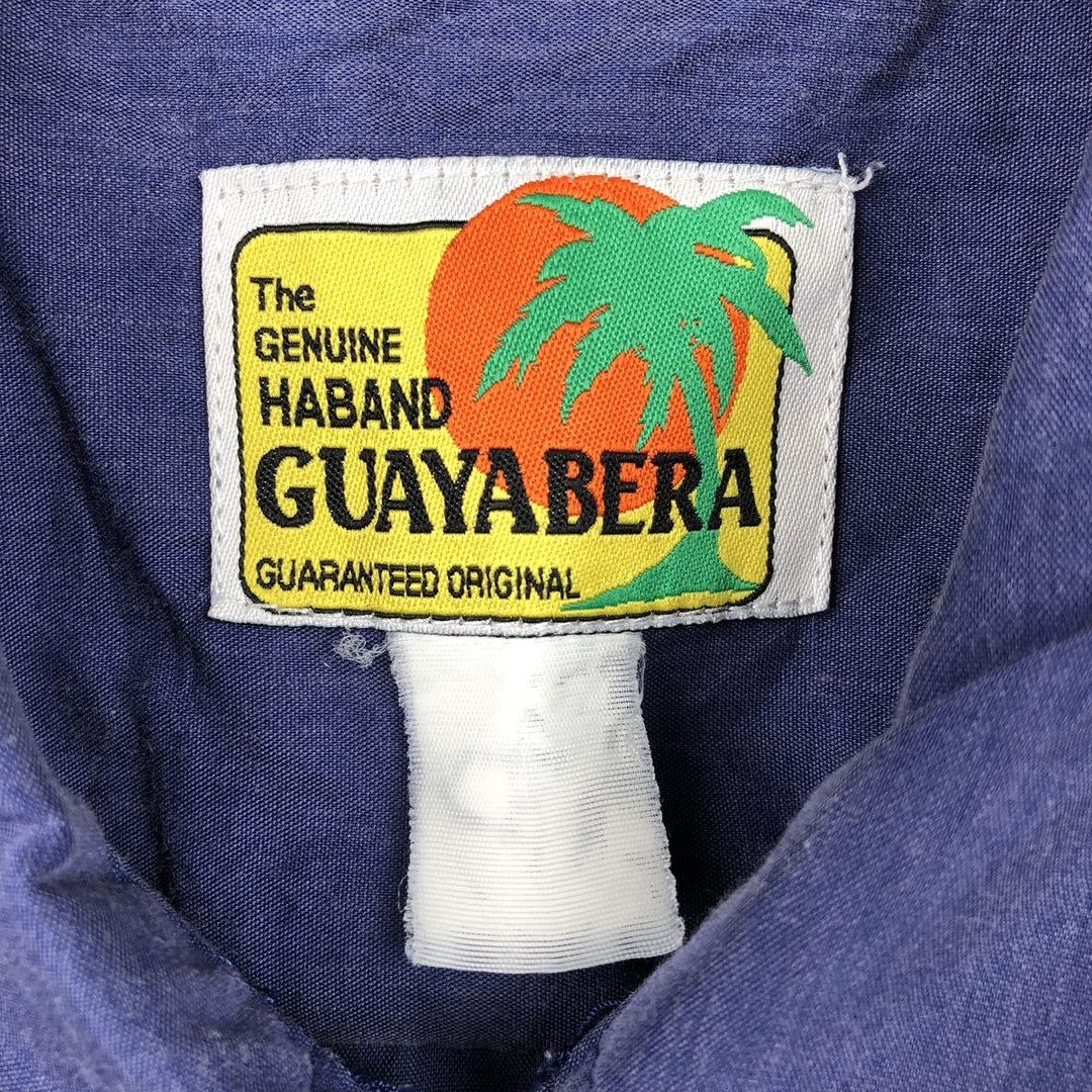 Guayabera Short-Sleeve Mexican Shirt (Cuban Shirt) - Men's Size L (approx.) unclear purple type Vintage Second Hand