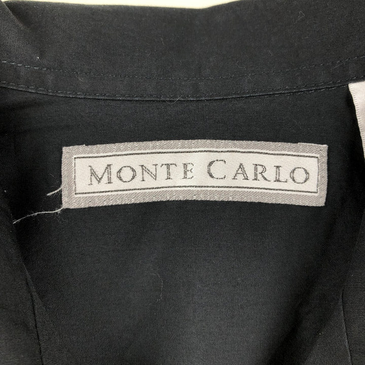 MONTE CARLO Short Sleeve Open Collar Mexican Shirt Cuban Shirt Box Shirt Men's M Size cotton black type Vintage Second Hand