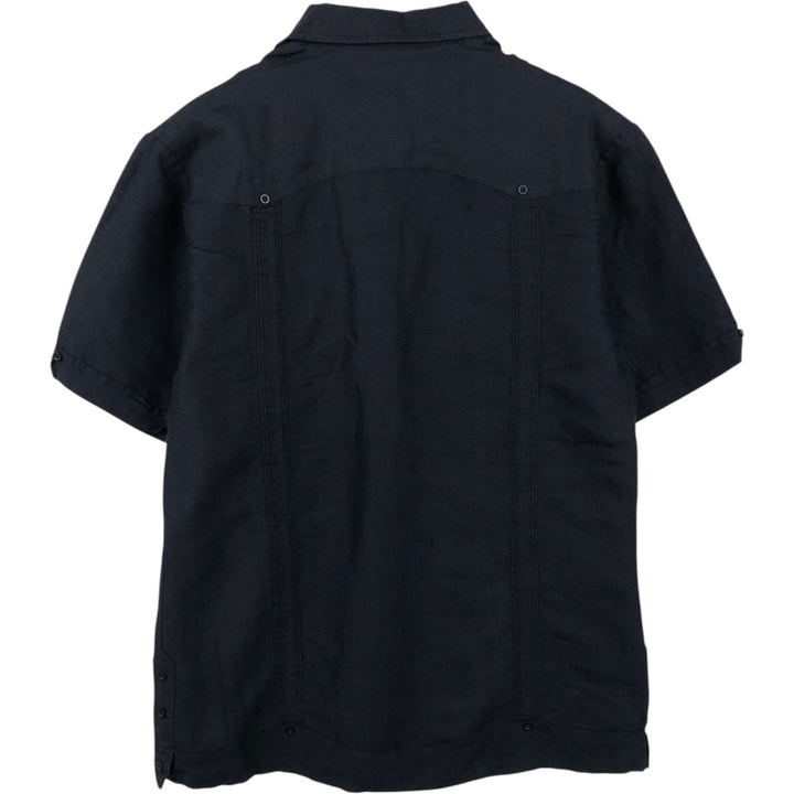 CUVABERA Short-Sleeve Open-Collar Mexican Shirt, Cuban Shirt, Box Shirt, Men's Size S Lamy black type Vintage Second Hand