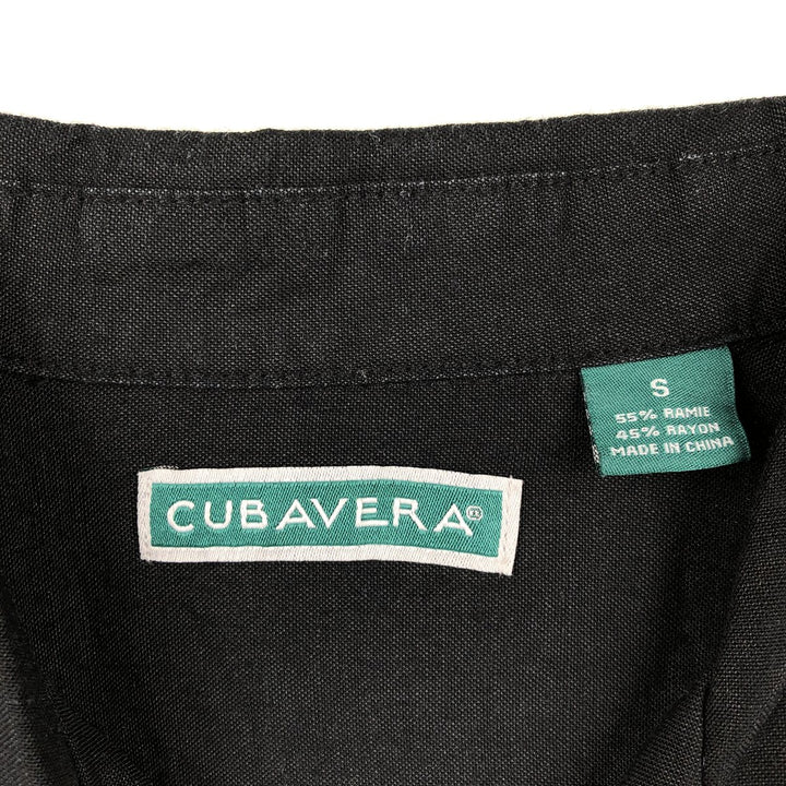 CUVABERA Short-Sleeve Open-Collar Mexican Shirt, Cuban Shirt, Box Shirt, Men's Size S Lamy black type Vintage Second Hand
