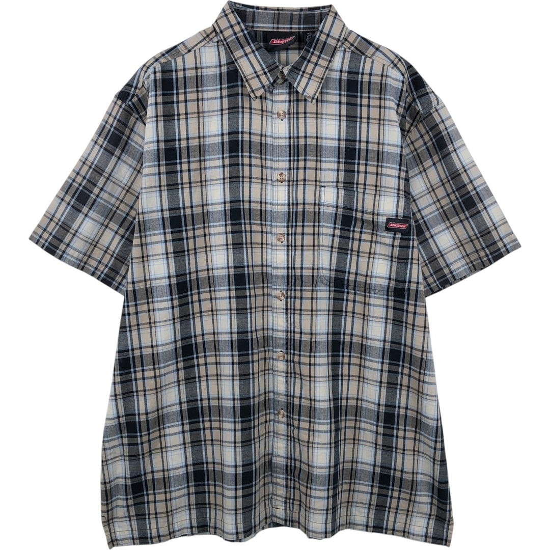 Carhartt Check Pattern Short-Sleeve Work Shirt, Boxy Shirt, Men's Size XL (approx.) cotton Khaki type beige Vintage Second Hand