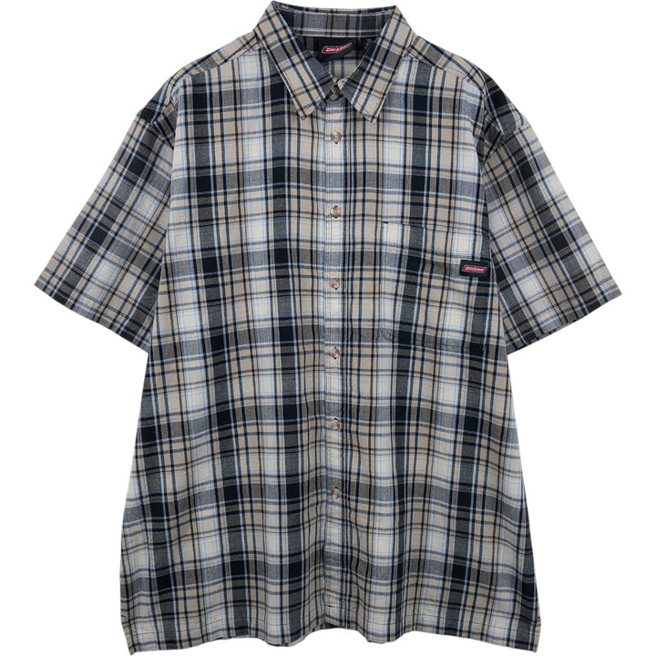 Carhartt Check Pattern Short-Sleeve Work Shirt, Boxy Shirt, Men's Size XL (approx.) cotton Khaki type beige Vintage Second Hand