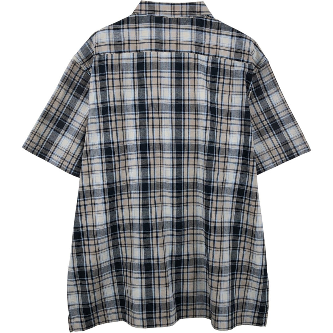 Carhartt Check Pattern Short-Sleeve Work Shirt, Boxy Shirt, Men's Size XL (approx.) cotton Khaki type beige Vintage Second Hand