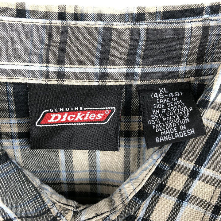 Carhartt Check Pattern Short-Sleeve Work Shirt, Boxy Shirt, Men's Size XL (approx.) cotton Khaki type beige Vintage Second Hand