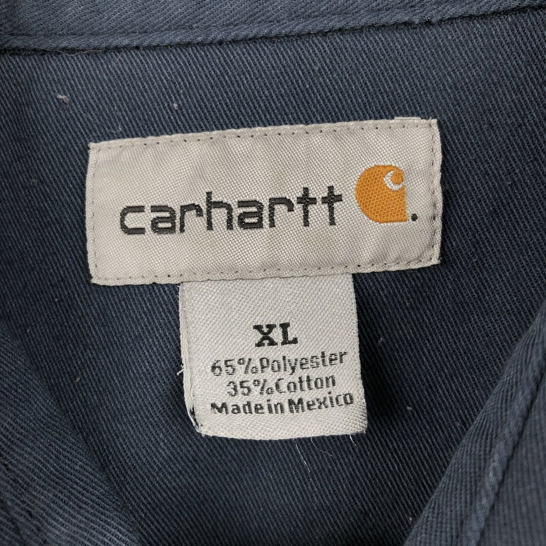 Carhartt Short Sleeve Work Shirt, Boxy Shirt, Men's XL polyester navy blue type Vintage Second Hand