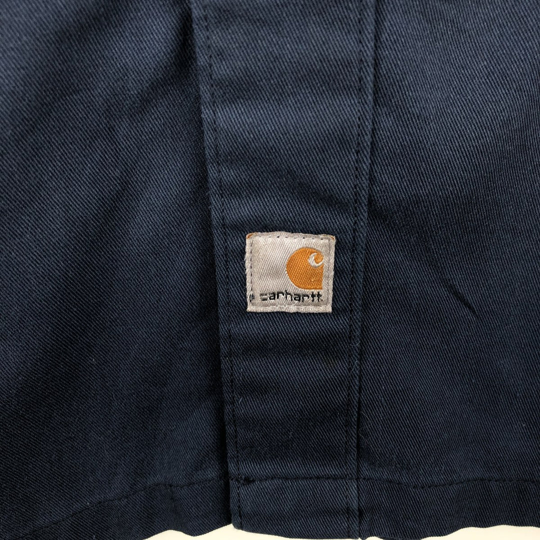 Carhartt Short Sleeve Work Shirt, Boxy Shirt, Men's XL polyester navy blue type Vintage Second Hand