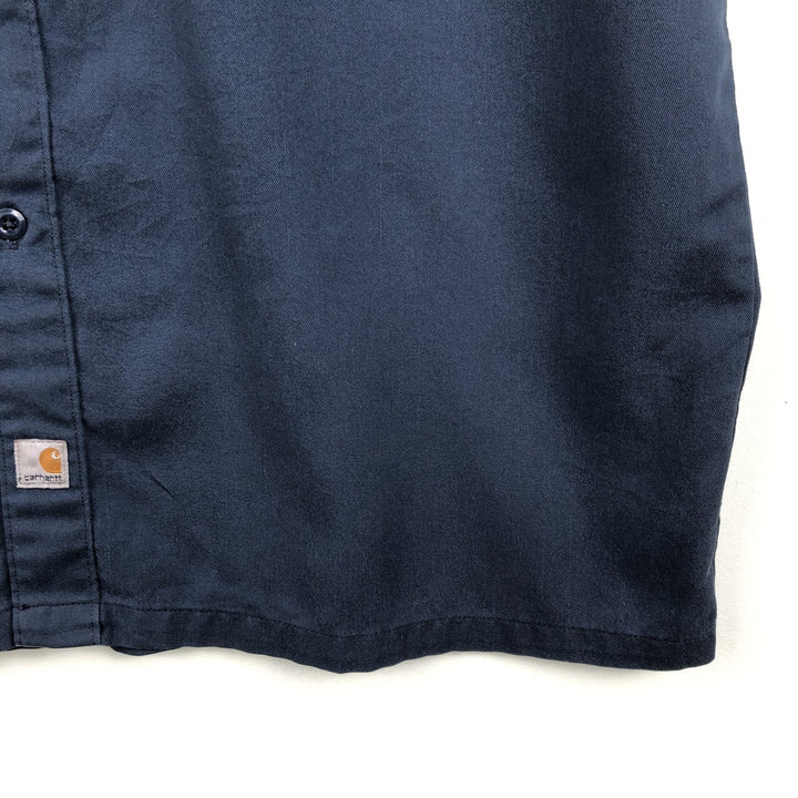 Carhartt Short Sleeve Work Shirt, Boxy Shirt, Men's XL polyester navy blue type Vintage Second Hand