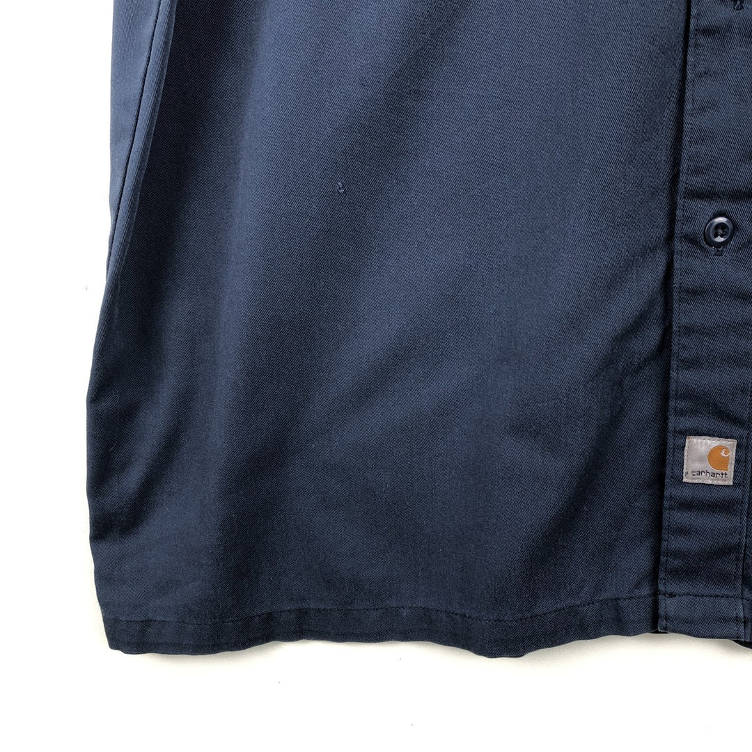Carhartt Short Sleeve Work Shirt, Boxy Shirt, Men's XL polyester navy blue type Vintage Second Hand