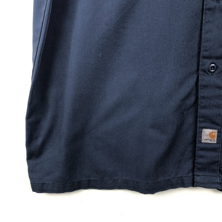 Carhartt Short Sleeve Work Shirt, Boxy Shirt, Men's XL polyester navy blue type Vintage Second Hand