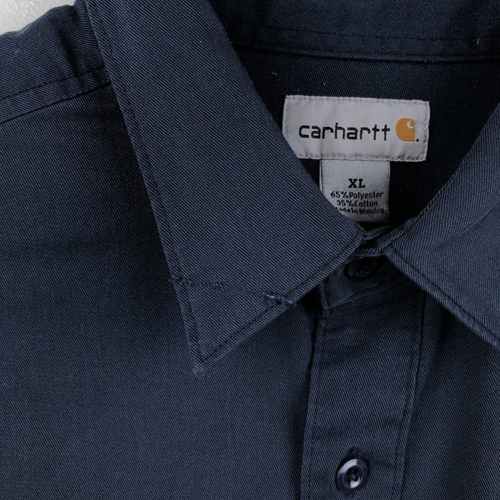 Carhartt Short Sleeve Work Shirt, Boxy Shirt, Men's XL polyester navy blue type Vintage Second Hand