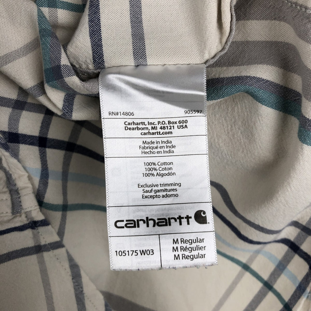 Carhartt Loose Fit Check Pattern Short-Sleeve Work Shirt, Men's Size M (approx.) cotton pale white type Vintage Second Hand