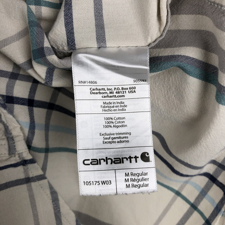 Carhartt Loose Fit Check Pattern Short-Sleeve Work Shirt, Men's Size M (approx.) cotton pale white type Vintage Second Hand