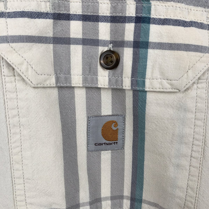 Carhartt Loose Fit Check Pattern Short-Sleeve Work Shirt, Men's Size M (approx.) cotton pale white type Vintage Second Hand