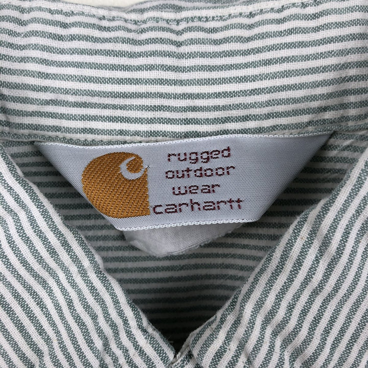 Carhartt Stripe Pattern Short Sleeve Work Shirt, Men's M unclear white type Vintage Second Hand