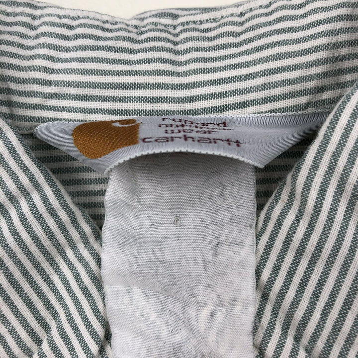 Carhartt Stripe Pattern Short Sleeve Work Shirt, Men's M unclear white type Vintage Second Hand