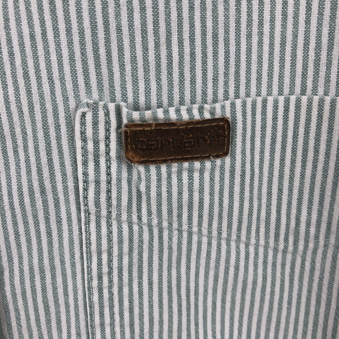 Carhartt Stripe Pattern Short Sleeve Work Shirt, Men's M unclear white type Vintage Second Hand