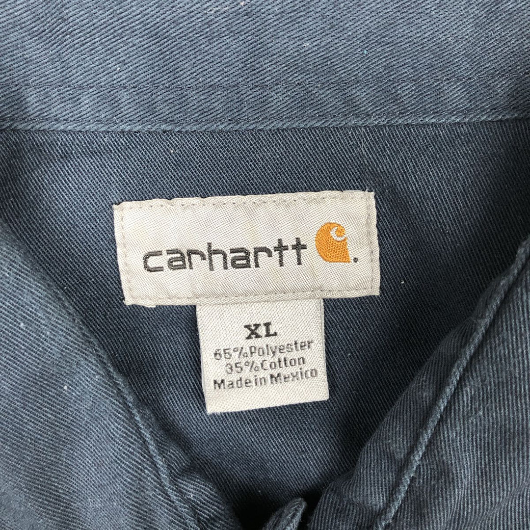 Carhartt Short Sleeve Work Shirt, Boxy Shirt, Men's XL polyester navy blue type Vintage Second Hand