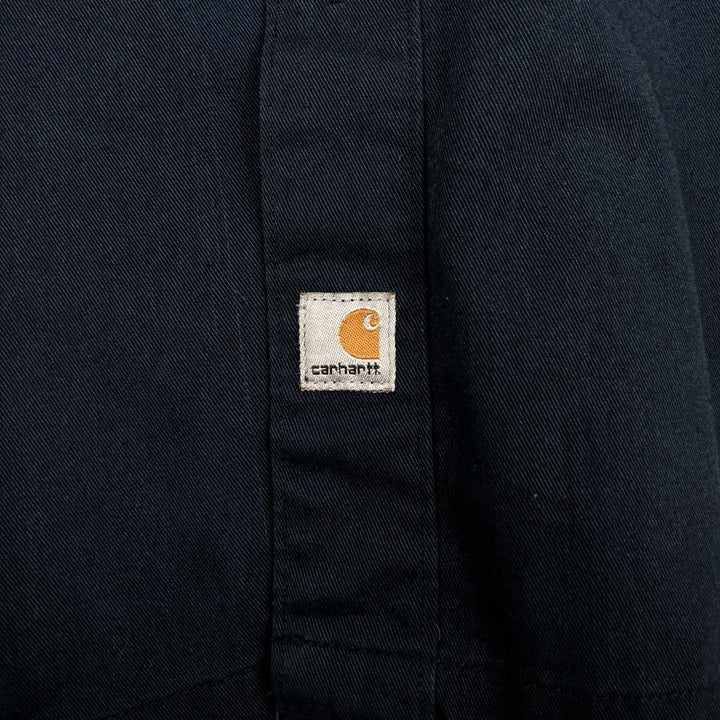 Carhartt Short Sleeve Work Shirt, Boxy Shirt, Men's XL polyester navy blue type Vintage Second Hand