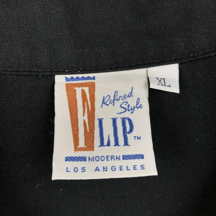 FLIP Short-Sleeve Open-Collar Rayon Shirt, Men's Size XL (Equivalent), Boxy Shirt Polyurethane black type Vintage Second Hand