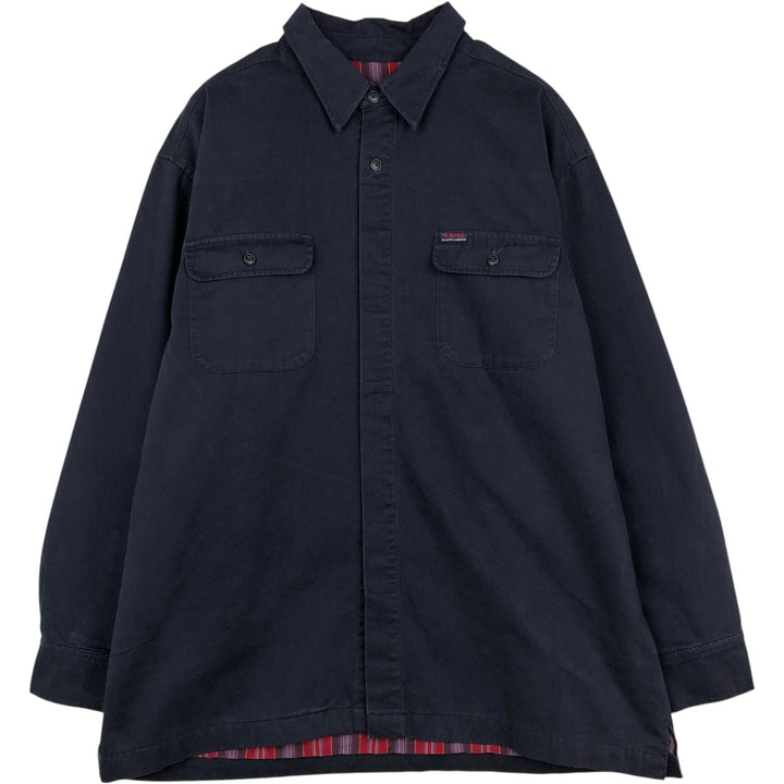 Ralph Lauren CHAPS Long-Sleeve Cotton Shirt, Men's Size L (approx.) cotton navy blue type Vintage Second Hand