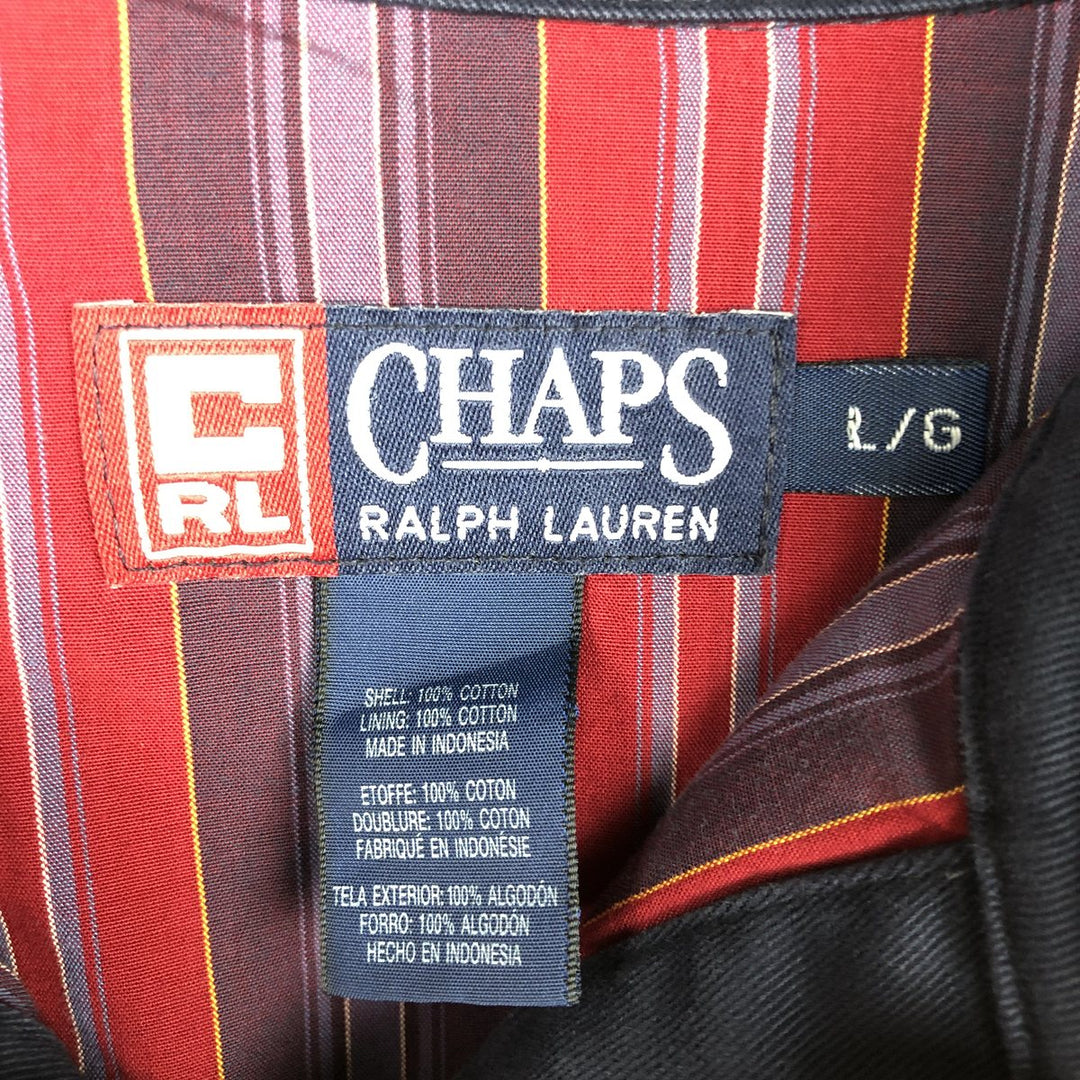 Ralph Lauren CHAPS Long-Sleeve Cotton Shirt, Men's Size L (approx.) cotton navy blue type Vintage Second Hand