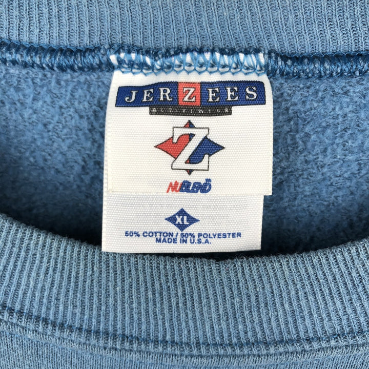 90'S Jerzees Printed Sweatshirt, Made in USA, Men's XL, Vintage cotton blue type Vintage Second Hand