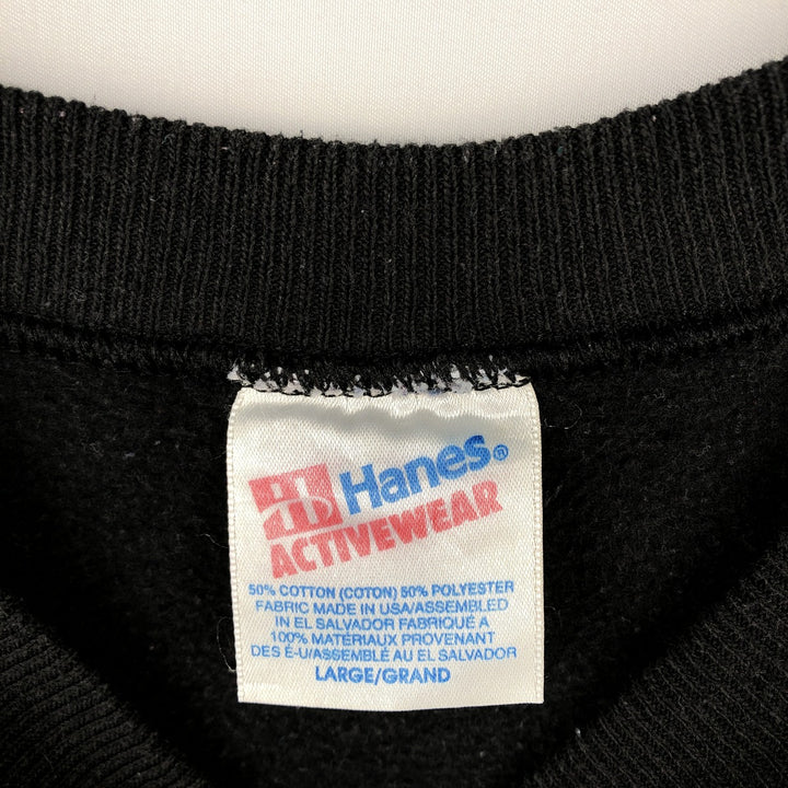 Hanes Printed Sweatshirt, Men's Size L cotton black type Vintage Second Hand