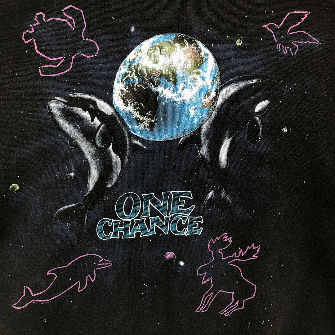 Hanes Printed Sweatshirt, Men's Size L cotton black type Vintage Second Hand