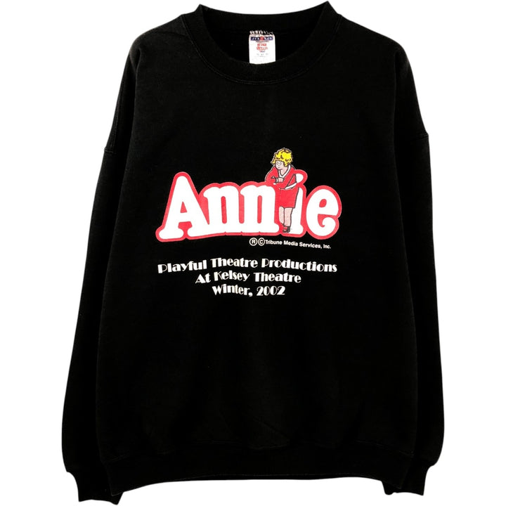 2000'S Jerzees Annie Print Sweatshirt (Men's XL equivalent) cotton black type Vintage Second Hand