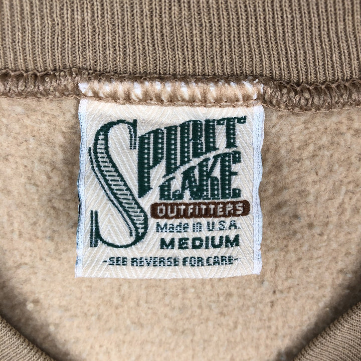 90'S Spirit Lake Outfitters Printed Sweatshirt, Made in USA, Men's Size M (Equivalent), Vintage cotton Beige type Vintage Second Hand