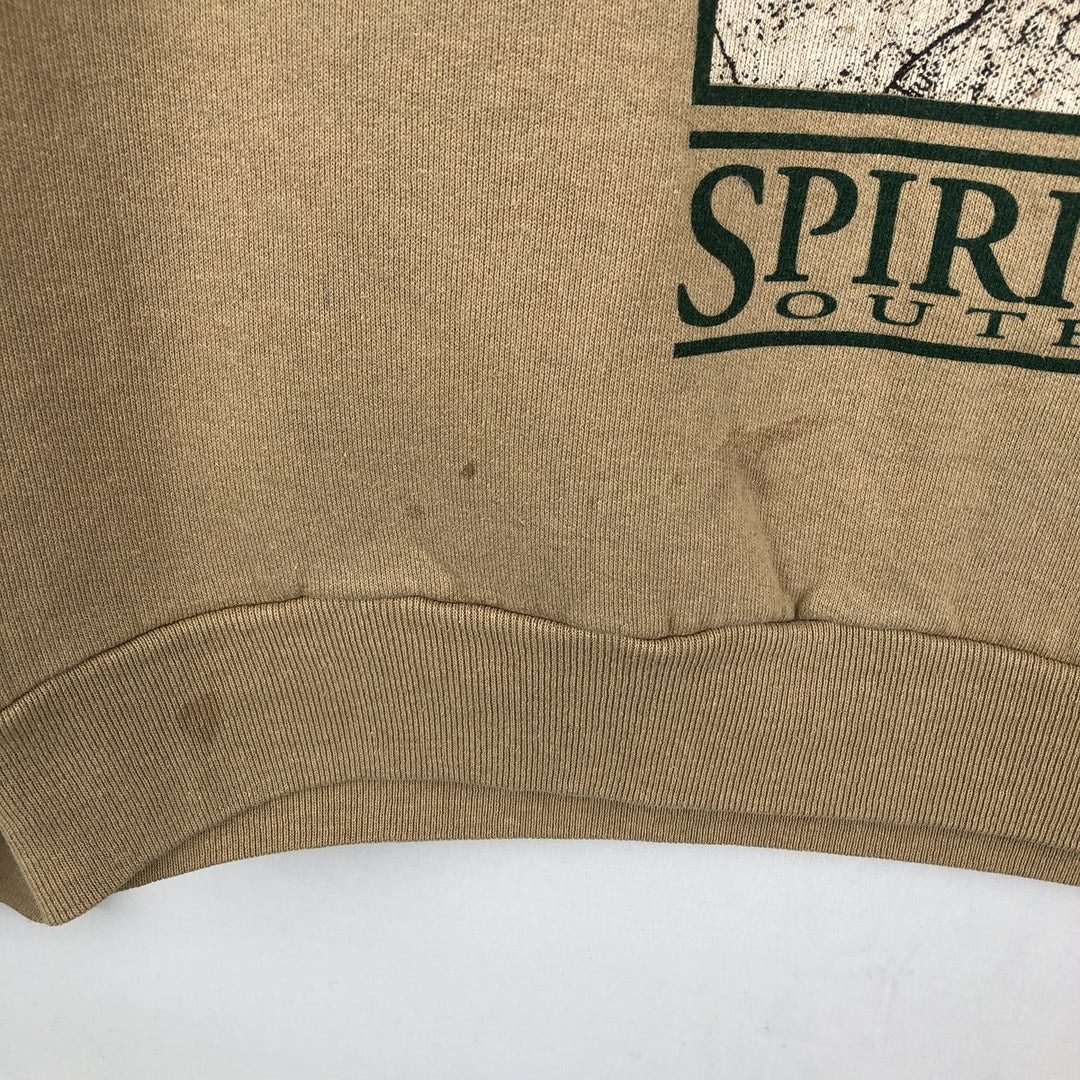 90'S Spirit Lake Outfitters Printed Sweatshirt, Made in USA, Men's Size M (Equivalent), Vintage cotton Beige type Vintage Second Hand