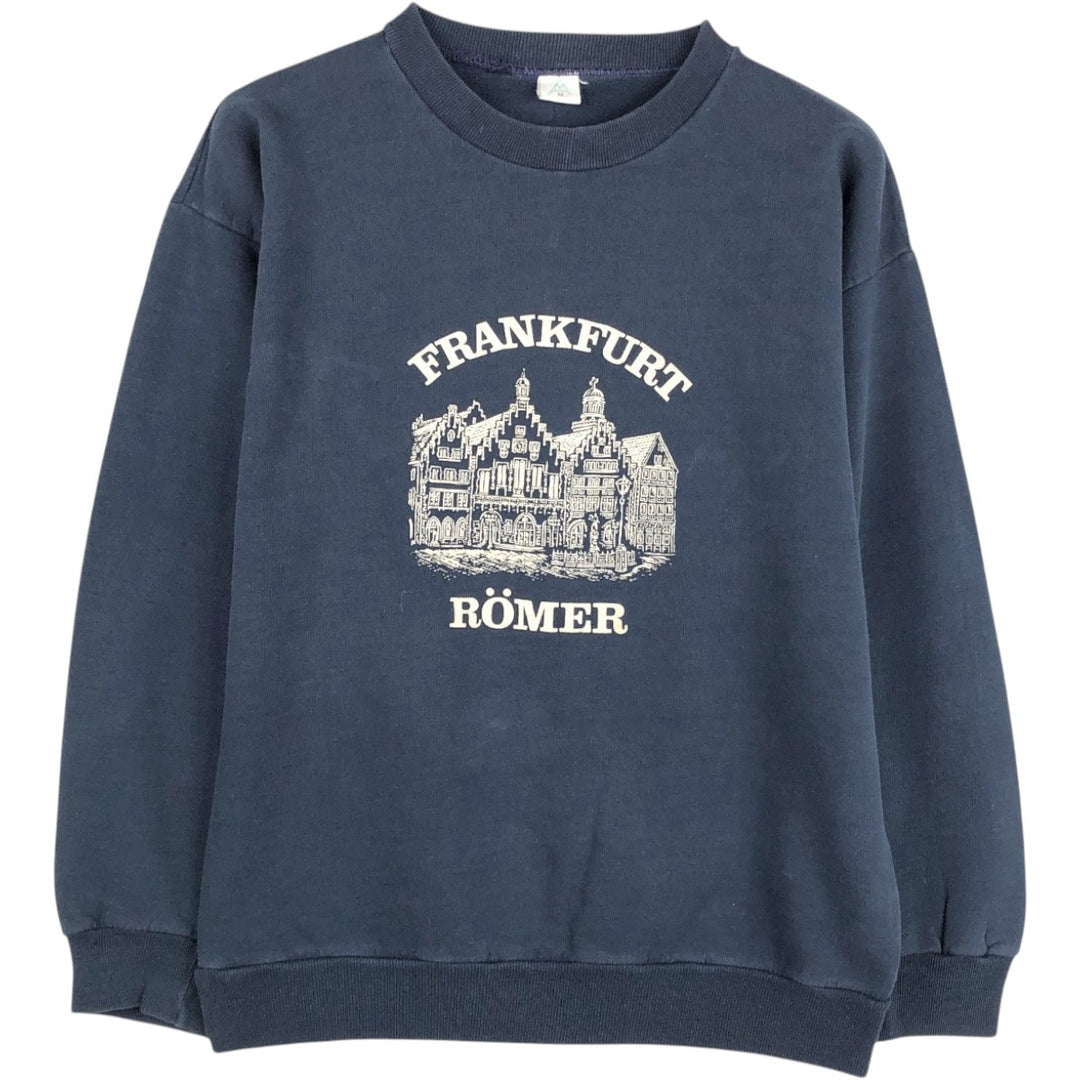 Vintage printed sweatshirt, men's M size cotton navy blue type Vintage Second Hand