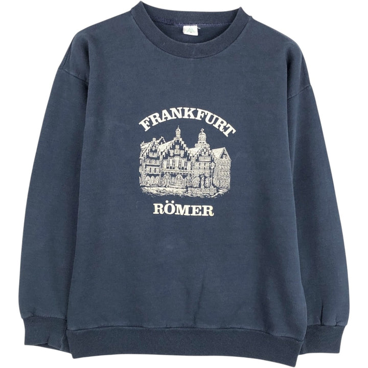 Vintage printed sweatshirt, men's M size cotton navy blue type Vintage Second Hand