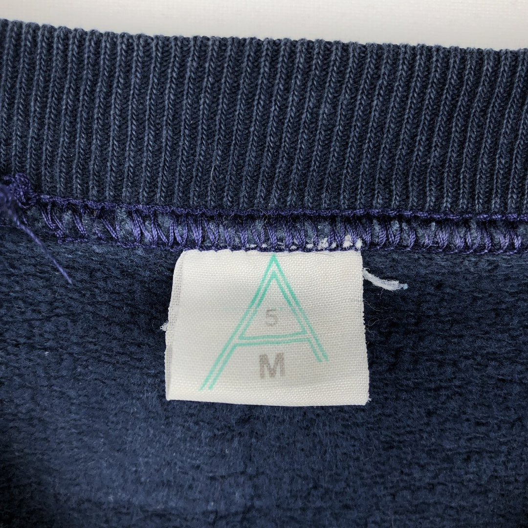 Vintage printed sweatshirt, men's M size cotton navy blue type Vintage Second Hand