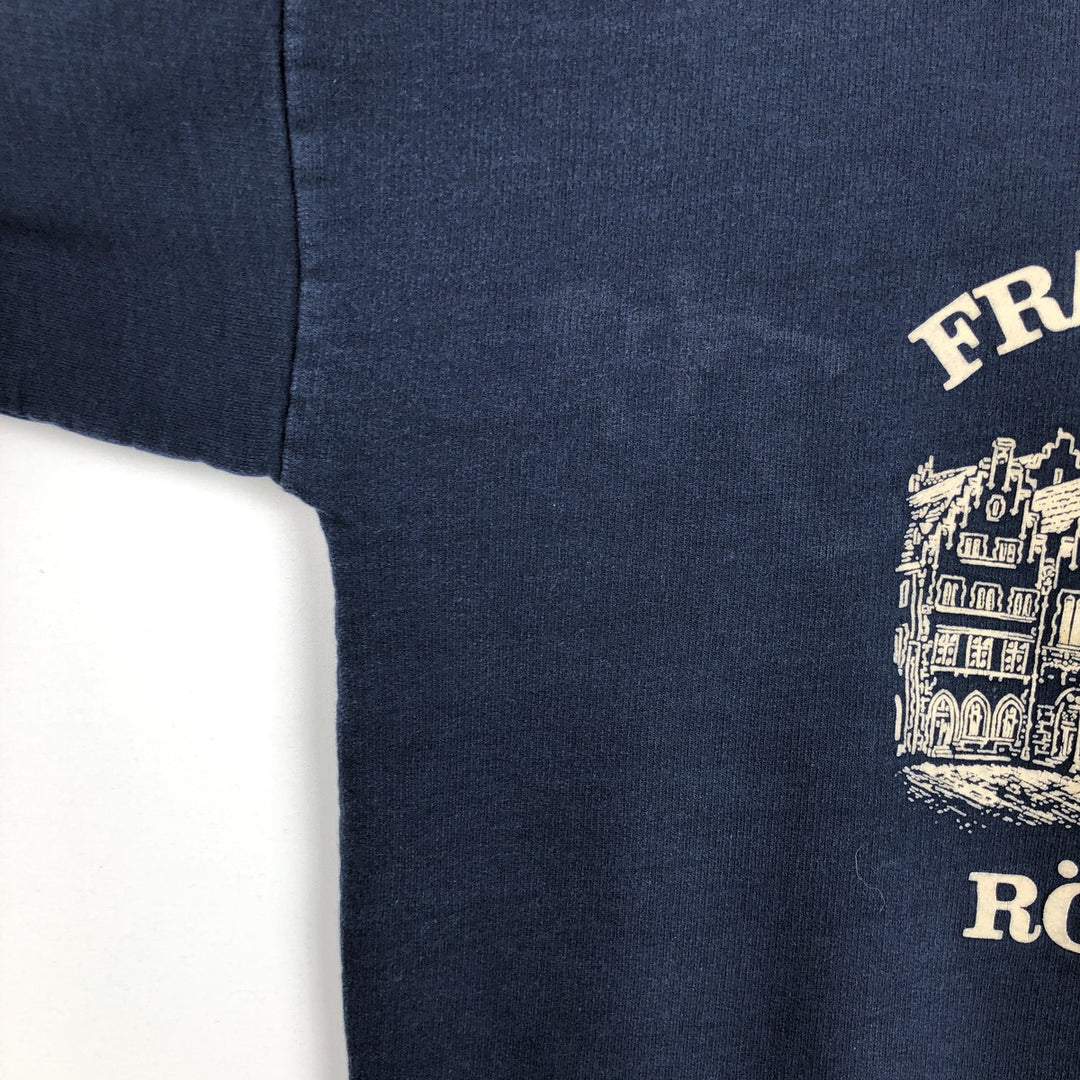 Vintage printed sweatshirt, men's M size cotton navy blue type Vintage Second Hand