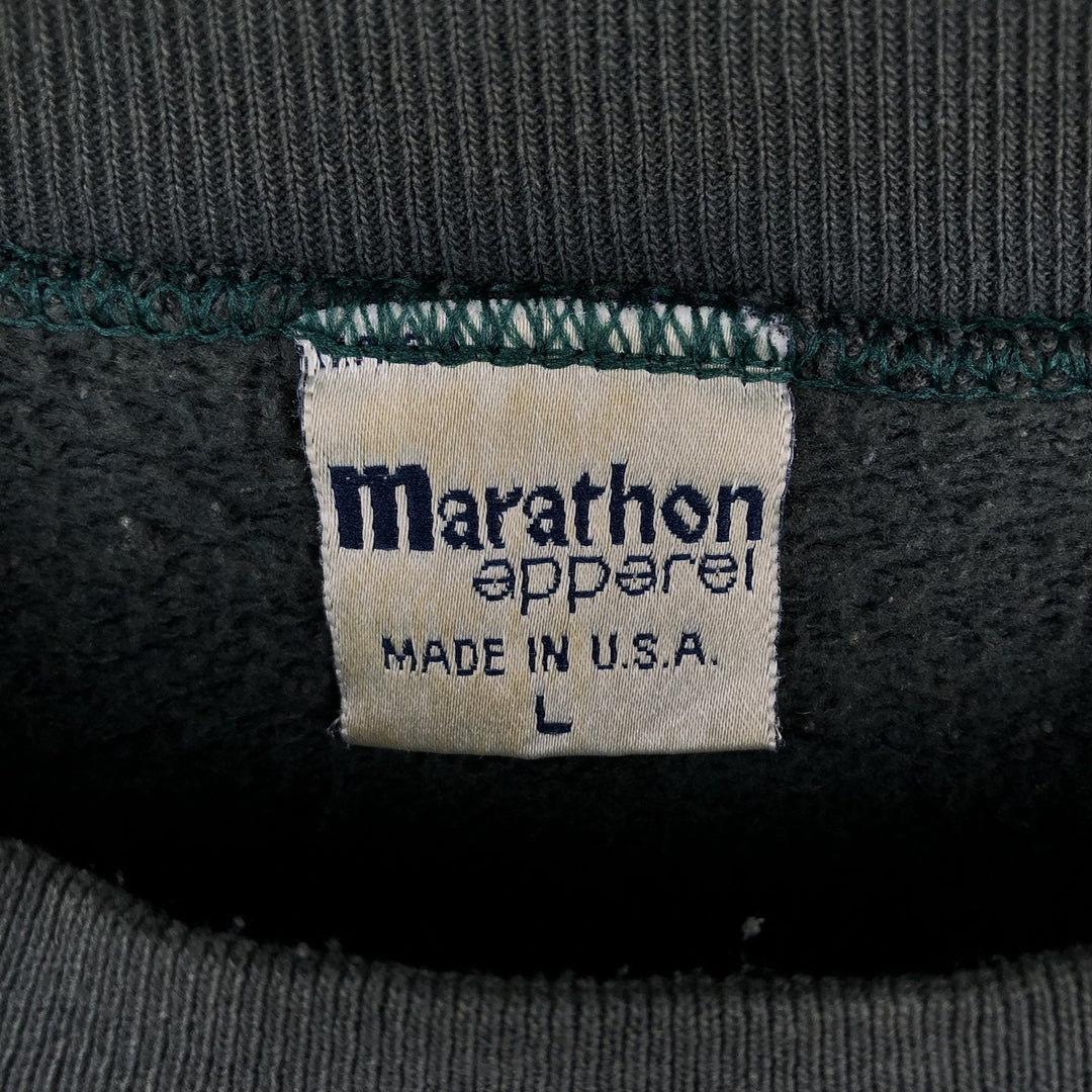 90'S Marathon Apparel Silver Line Outfitters Printed Sweatshirt, Made in USA, Men's Size L (approx.), Vintage polyester Green type dark green Vintage Second Hand