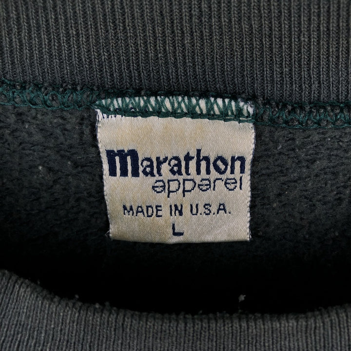 90'S Marathon Apparel Silver Line Outfitters Printed Sweatshirt, Made in USA, Men's Size L (approx.), Vintage polyester Green type dark green Vintage Second Hand