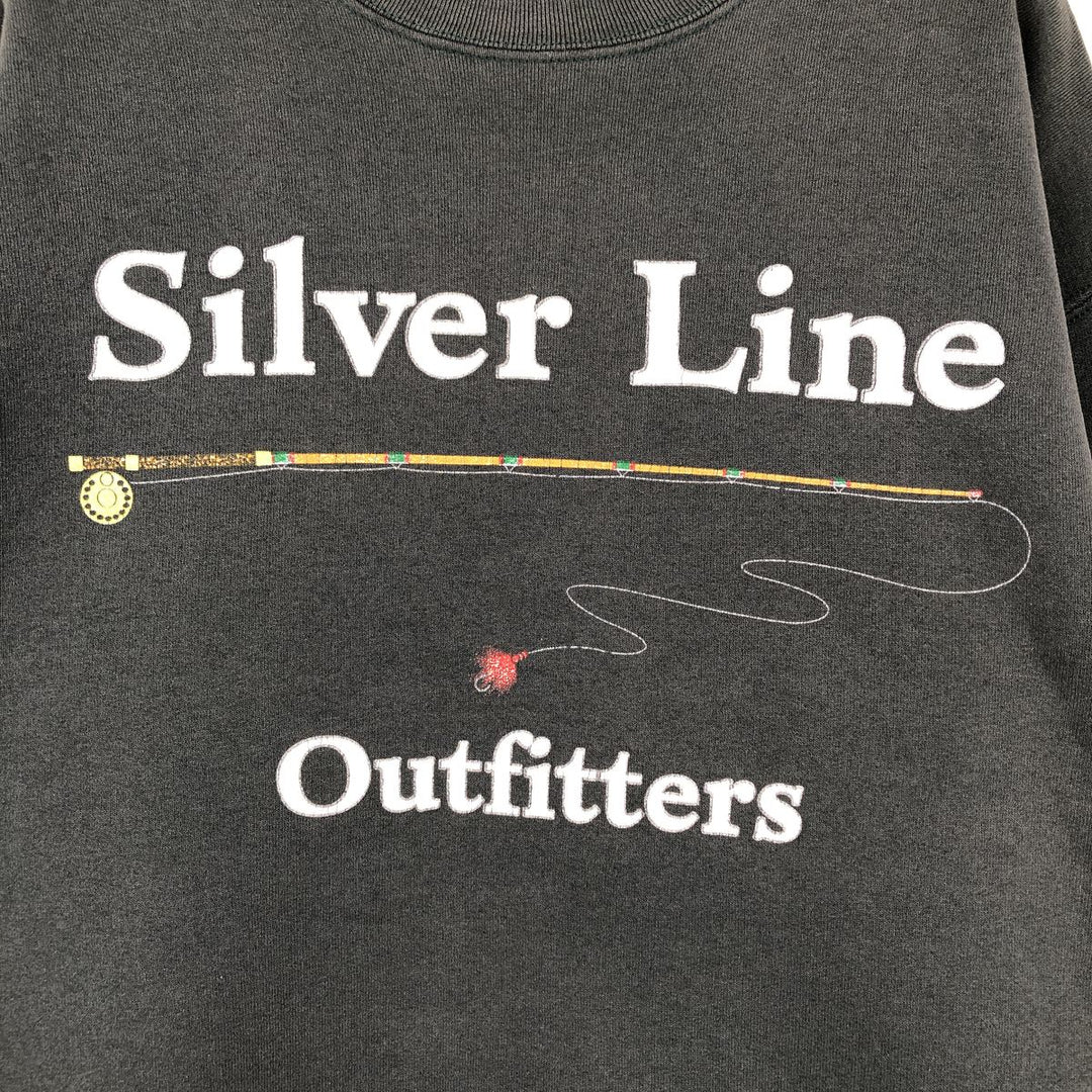 90'S Marathon Apparel Silver Line Outfitters Printed Sweatshirt, Made in USA, Men's Size L (approx.), Vintage polyester Green type dark green Vintage Second Hand